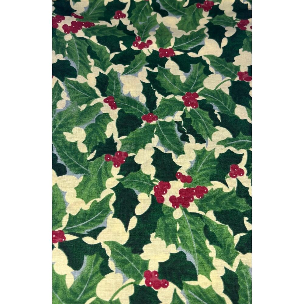 Vintage Christmas Holly Berry Fabric 72"L x 44"W 2 Yards